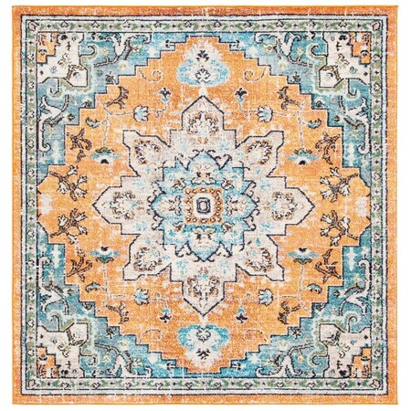 Safavieh 3 x 3 ft. Madison 473P Power Loomed Square Area Rug Orange & Teal MAD473P-3SQ